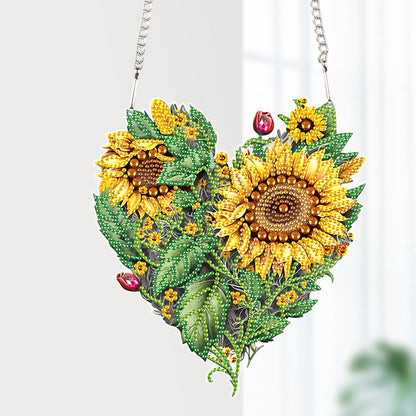 Love Sunflower Special Shaped Diamond Painting Hanging Wreath for Home Decor(#3)