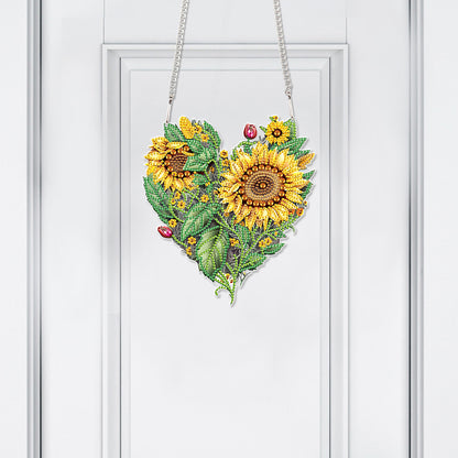 Love Sunflower Special Shaped Diamond Painting Hanging Wreath for Home Decor(#3)