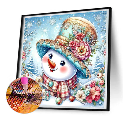 Decorated Snowman Sleigh - Full Round Drill Diamond Painting 30*30CM