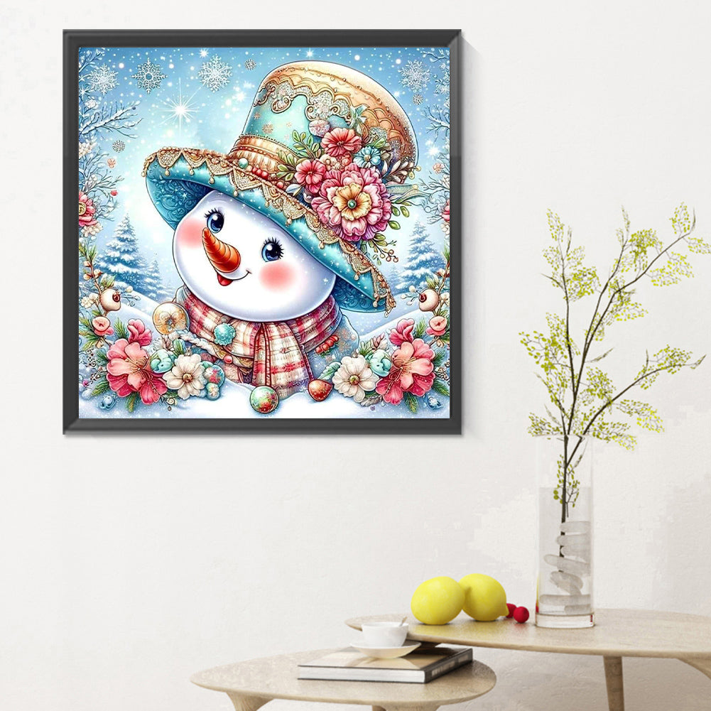 Decorated Snowman Sleigh - Full Round Drill Diamond Painting 30*30CM