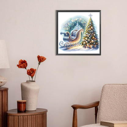 Christmas Tree Sleigh - Full Round Drill Diamond Painting 30*30CM