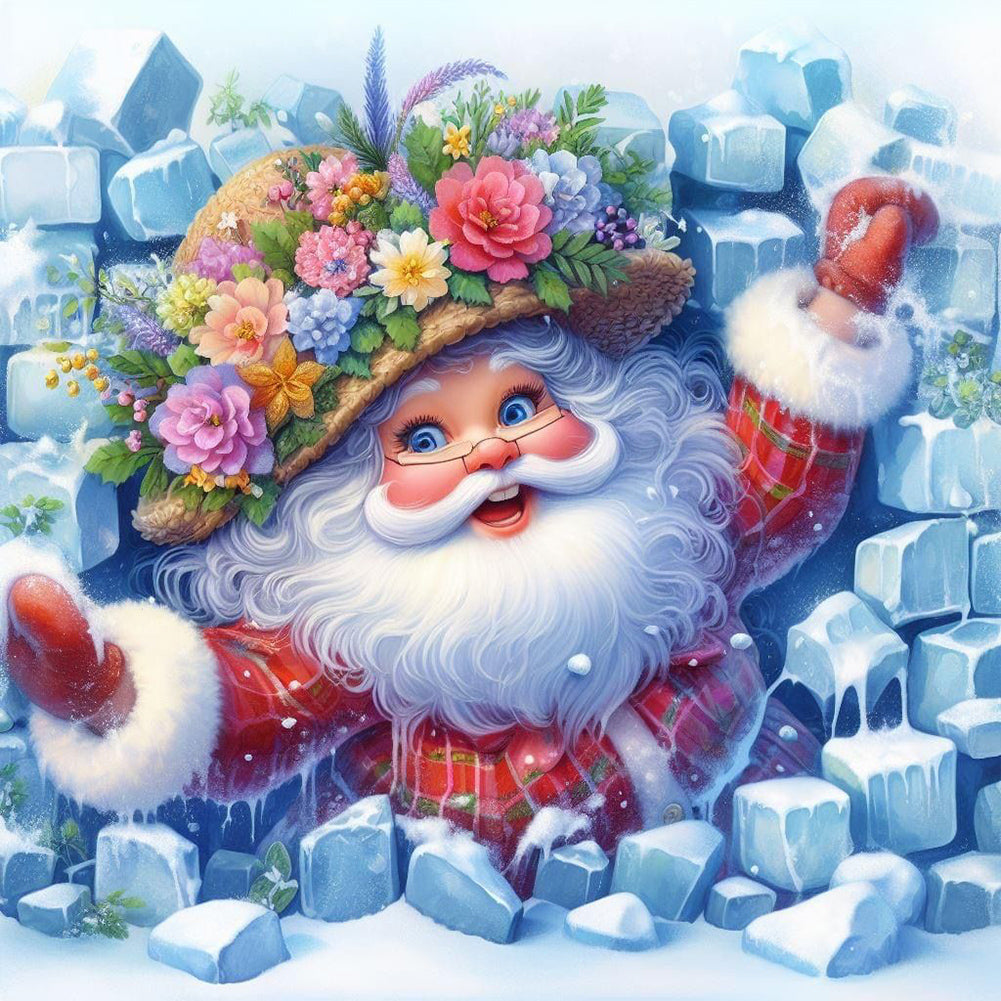 Broken Wall Santa - Full Round Drill Diamond Painting 30*30CM