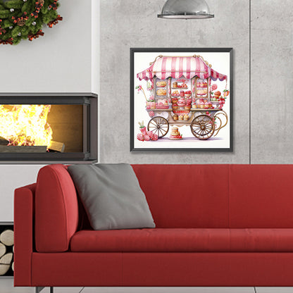 Pink Dessert Shop Trolley - Full Round Drill Diamond Painting 30*30CM