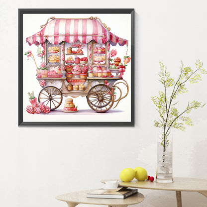 Pink Dessert Shop Trolley - Full Round Drill Diamond Painting 30*30CM