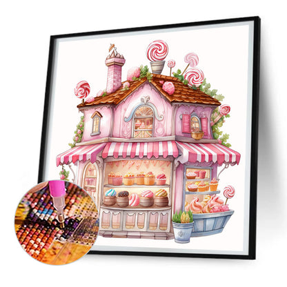 Pink Dessert Shop Trolley - Full Round Drill Diamond Painting 30*30CM