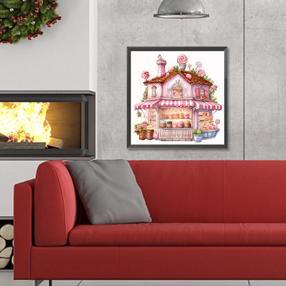 Pink Dessert Shop Trolley - Full Round Drill Diamond Painting 30*30CM