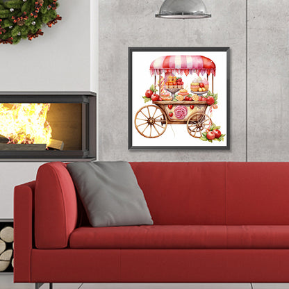Pink Dessert Shop Trolley - Full Round Drill Diamond Painting 30*30CM