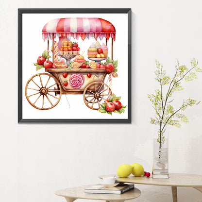 Pink Dessert Shop Trolley - Full Round Drill Diamond Painting 30*30CM