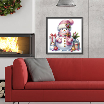 Pink Snowman - Full Round Drill Diamond Painting 30*30CM