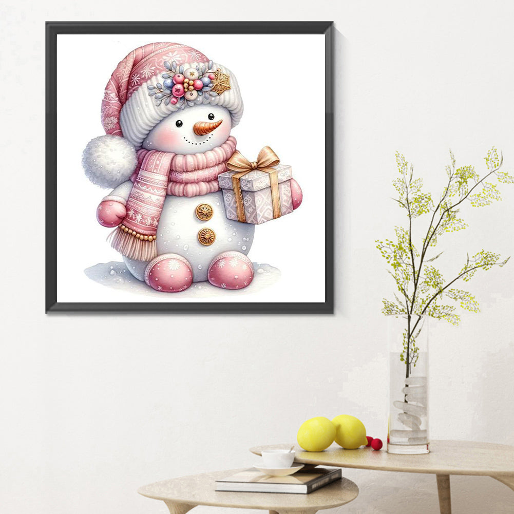 Pink Snowman - Full Round Drill Diamond Painting 30*30CM