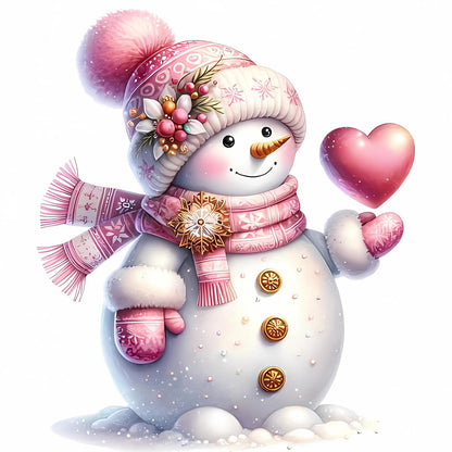 Pink Snowman - Full Round Drill Diamond Painting 30*30CM