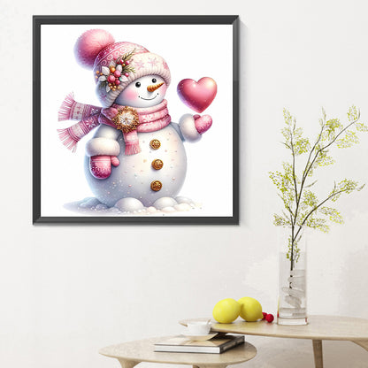 Pink Snowman - Full Round Drill Diamond Painting 30*30CM