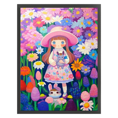 Little Girl In Flowers - 11CT Stamped Cross Stitch 40*55CM(Joy Sunday)