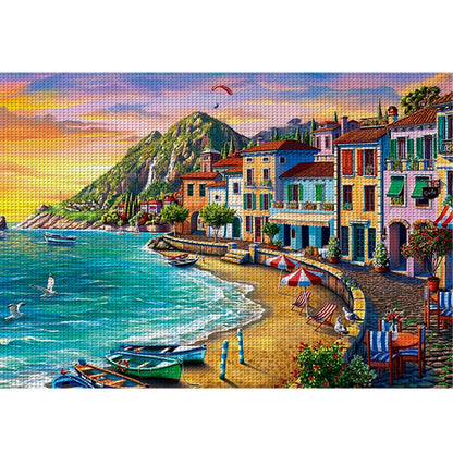 Coastal City - 16CT Stamped Cross Stitch 60*45CM(Joy Sunday)