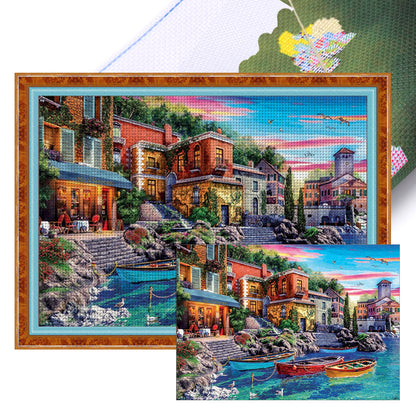 Coastal City - 16CT Stamped Cross Stitch 60*45CM(Joy Sunday)