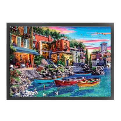 Coastal City - 16CT Stamped Cross Stitch 60*45CM(Joy Sunday)