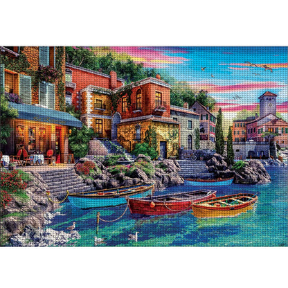 Coastal City - 16CT Stamped Cross Stitch 60*45CM(Joy Sunday)