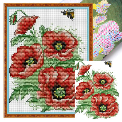 Bee Flower Love - 14CT Stamped Cross Stitch 15*19CM(Joy Sunday)