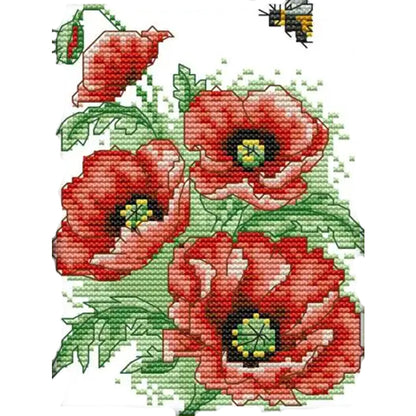 Bee Flower Love - 14CT Stamped Cross Stitch 15*19CM(Joy Sunday)