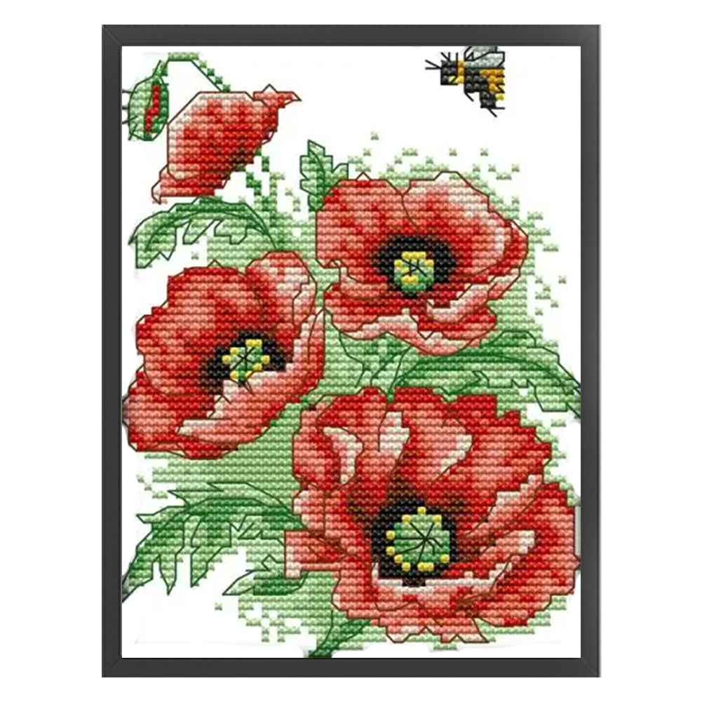 Bee Flower Love - 14CT Stamped Cross Stitch 15*19CM(Joy Sunday)