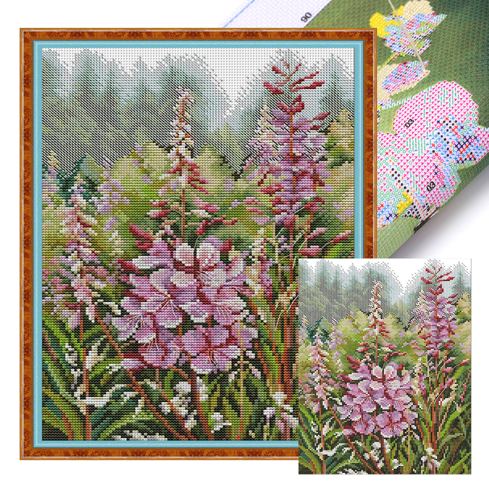 Wild Flowers - 14CT Stamped Cross Stitch 27*35CM(Joy Sunday)