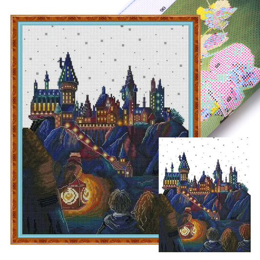 Magic Castle - 14CT Stamped Cross Stitch 34*42CM(Joy Sunday)