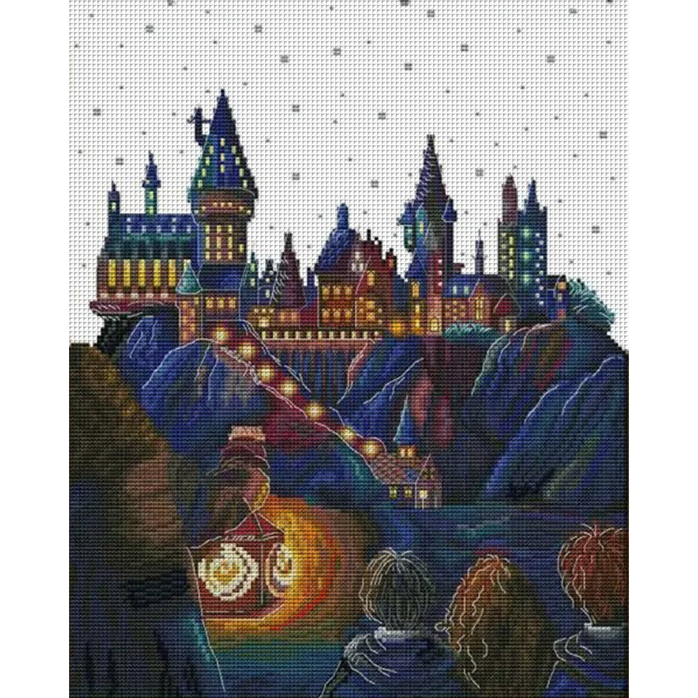 Magic Castle - 14CT Stamped Cross Stitch 34*42CM(Joy Sunday)