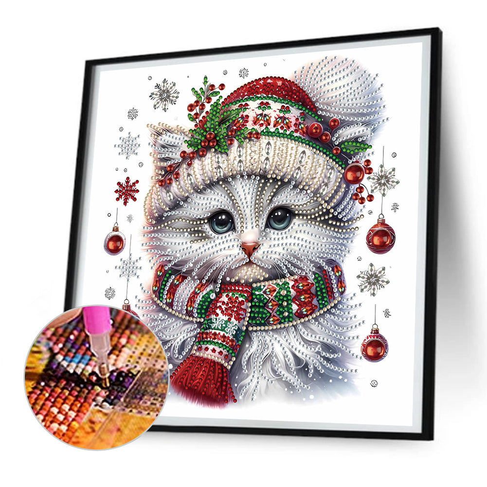 Christmas Kitten - Special Shaped Drill Diamond Painting 30*30CM