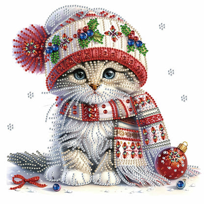 Christmas Kitten - Special Shaped Drill Diamond Painting 30*30CM