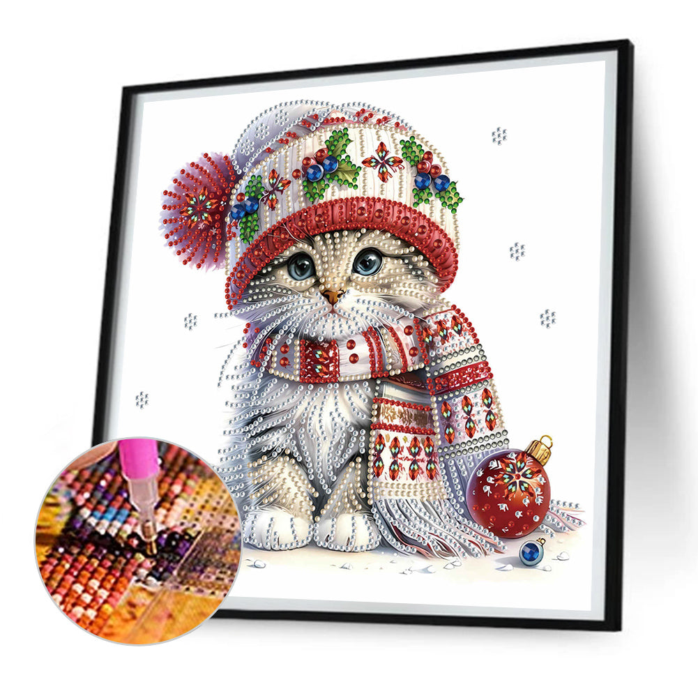 Christmas Kitten - Special Shaped Drill Diamond Painting 30*30CM