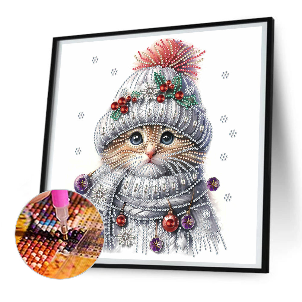 Christmas Kitten - Special Shaped Drill Diamond Painting 30*30CM