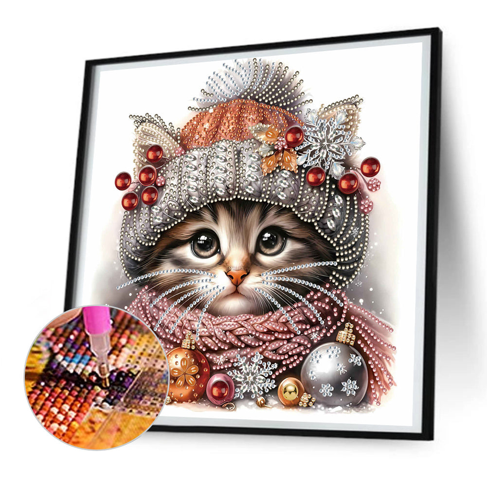 Christmas Kitten - Special Shaped Drill Diamond Painting 30*30CM