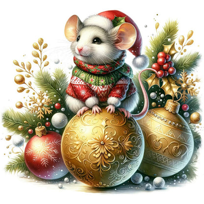 Winter Mouse - Full Round Drill Diamond Painting 40*40CM