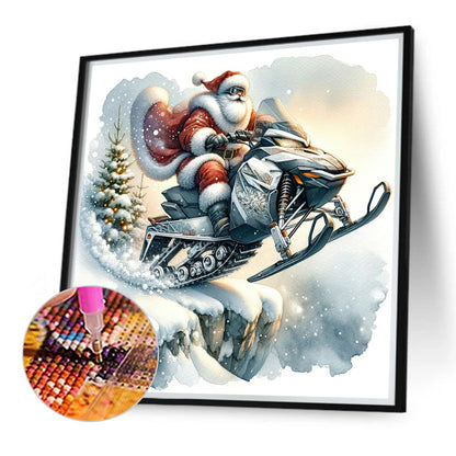 Speeding Santa Claus - Full Round Drill Diamond Painting 40*40CM