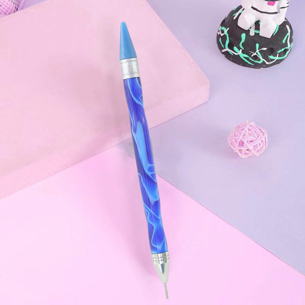 Double-End Manicure Point Drill Pen with Clay Glue Tips Nail Art Tool (Blue)