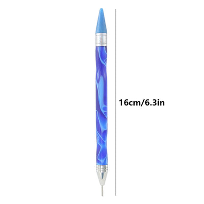 Double-End Manicure Point Drill Pen with Clay Glue Tips Nail Art Tool (Blue)