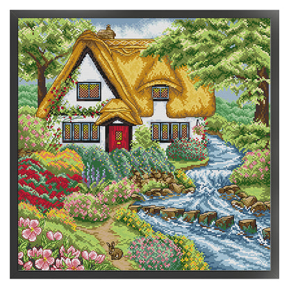 Spring At The Creekside Cabin - 14CT Stamped Cross Stitch 43*43CM(Joy Sunday)