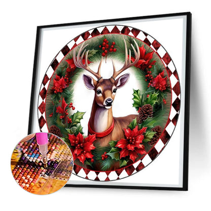 Garland Reindeer - Full Round Drill Diamond Painting 30*30CM