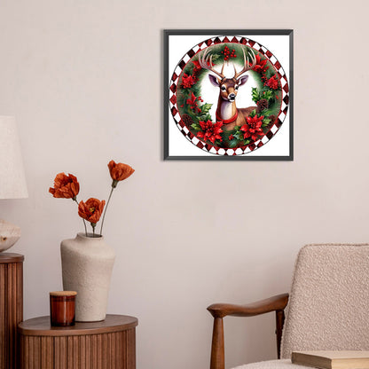 Garland Reindeer - Full Round Drill Diamond Painting 30*30CM