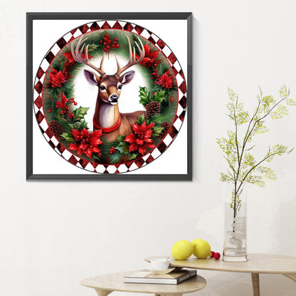 Garland Reindeer - Full Round Drill Diamond Painting 30*30CM
