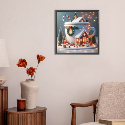 Winter Glow Cabin - Full Round Drill Diamond Painting 30*30CM