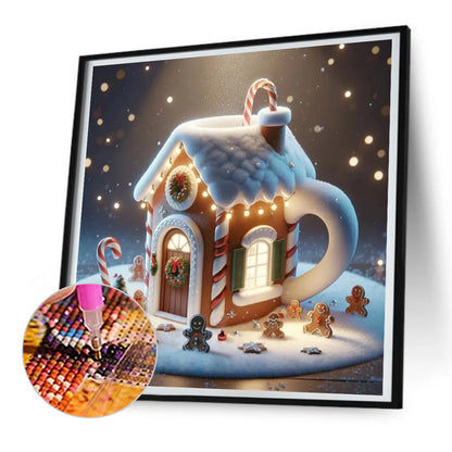 Winter Glow Cabin - Full Round Drill Diamond Painting 30*30CM
