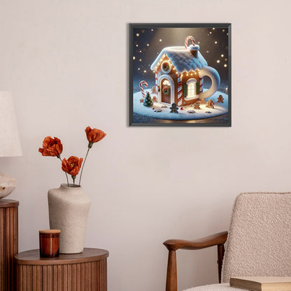 Winter Glow Cabin - Full Round Drill Diamond Painting 30*30CM