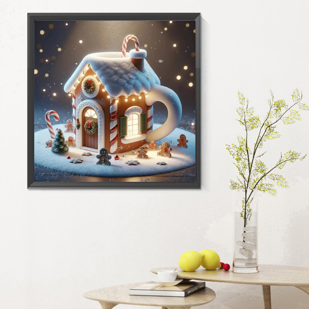 Winter Glow Cabin - Full Round Drill Diamond Painting 30*30CM
