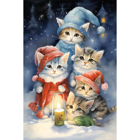 Christmas Cat - Full Round Drill Diamond Painting 40*60CM