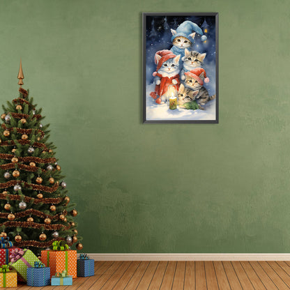 Christmas Cat - Full Round Drill Diamond Painting 40*60CM