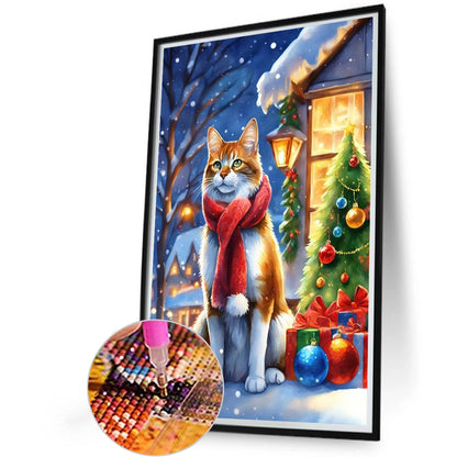 Christmas Cat - Full Round Drill Diamond Painting 40*60CM