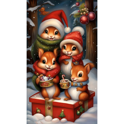 Squirrel Family - Full Round Drill Diamond Painting 40*70CM