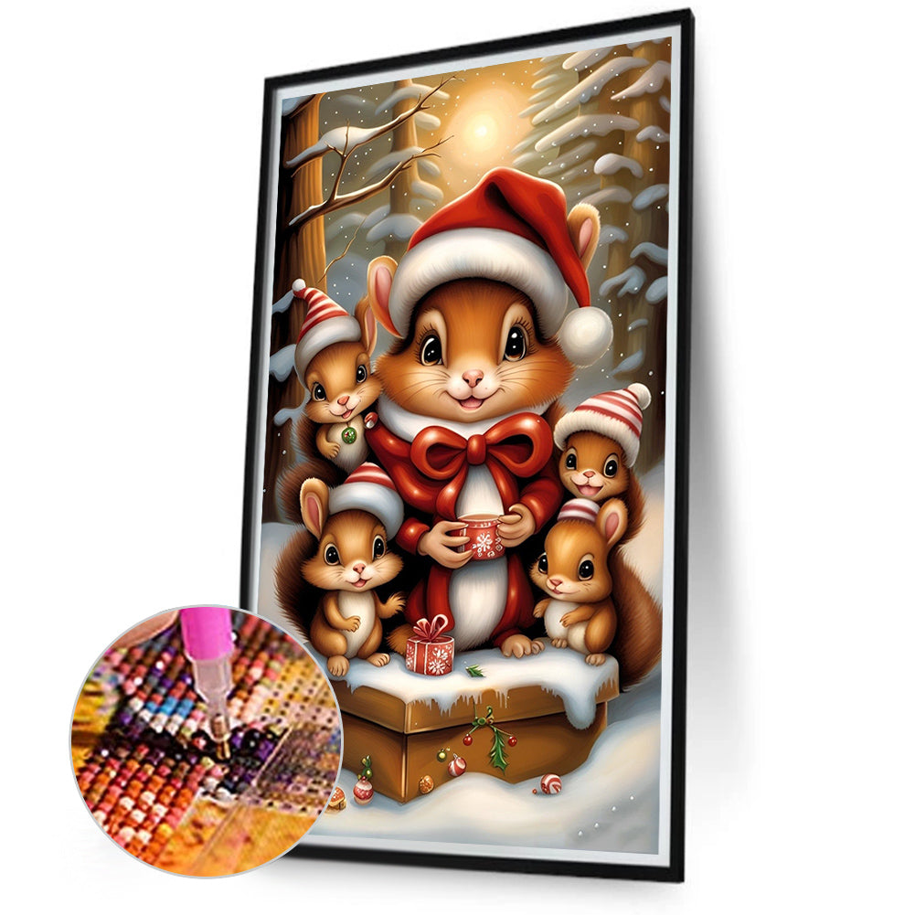 Squirrel Family - Full Round Drill Diamond Painting 40*70CM