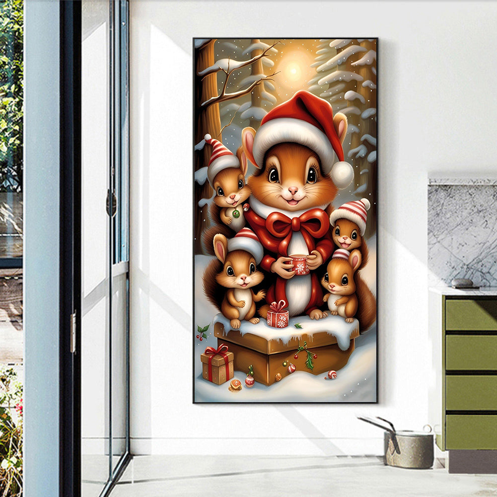 Squirrel Family - Full Round Drill Diamond Painting 40*70CM